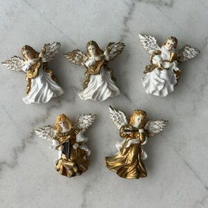 Set of 5 Gold and White Angel Magnet Figurines